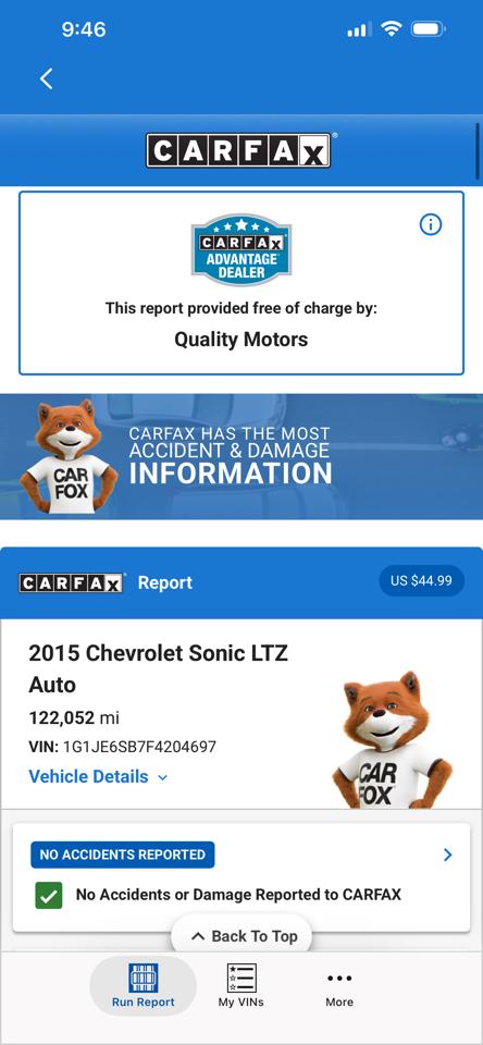 Chevrolet Sonic 5dr HB Auto LTZ 2015