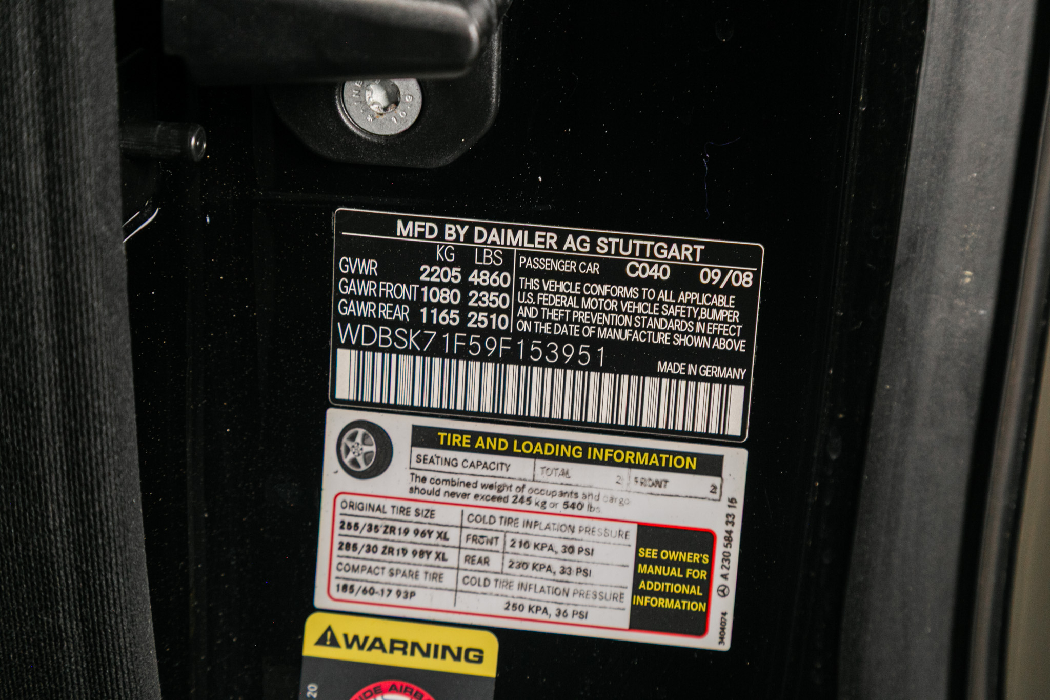 Mercedes-Benz SL-Class 2dr Roadster 5.5L V8 2009