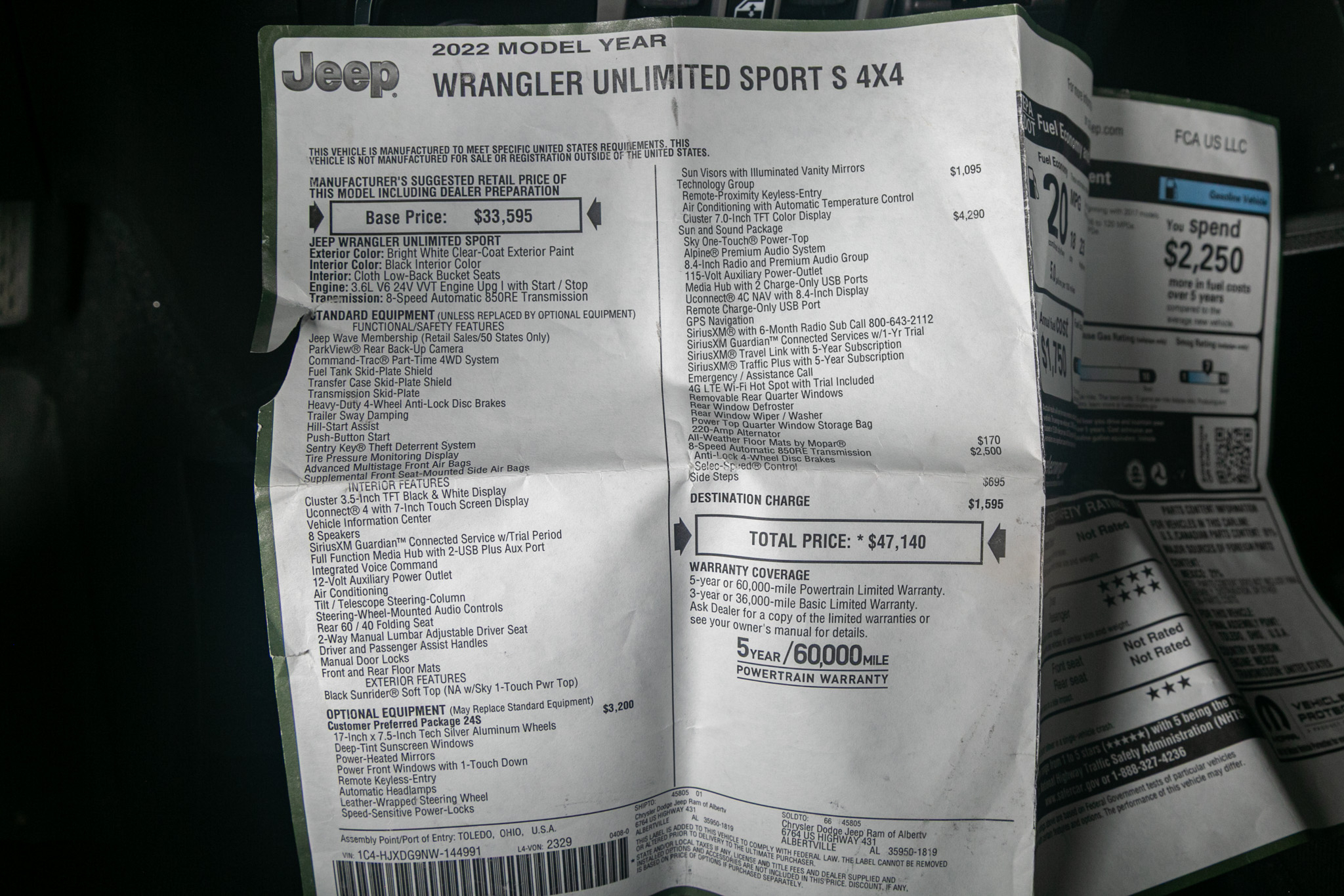 Jeep Wrangler Unlimited Sport S 4x4 2022