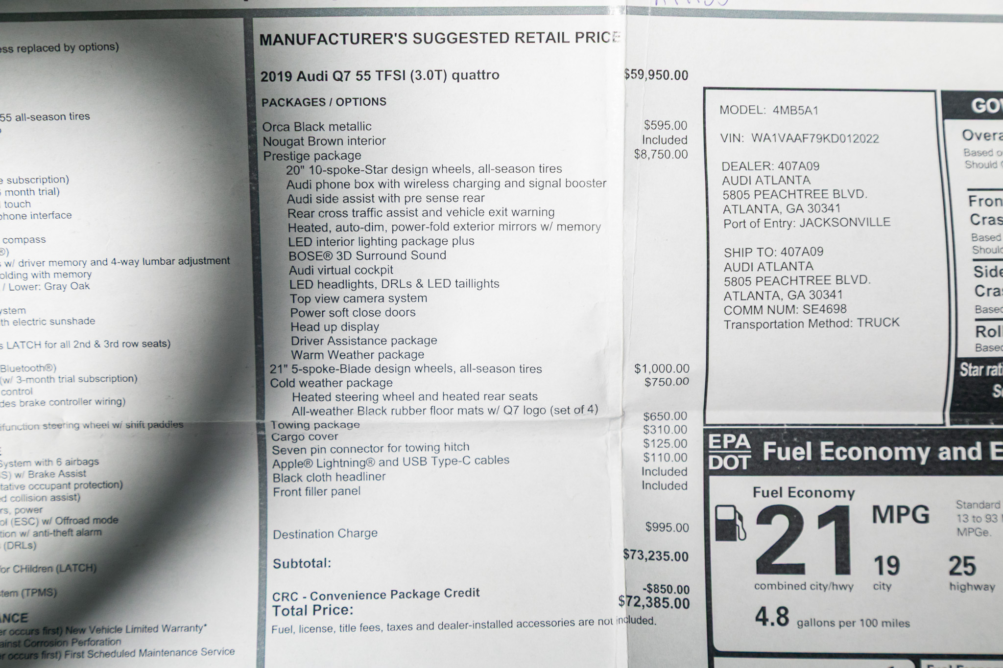 Audi Q7 Prestige 55 TFSI quattro 2019