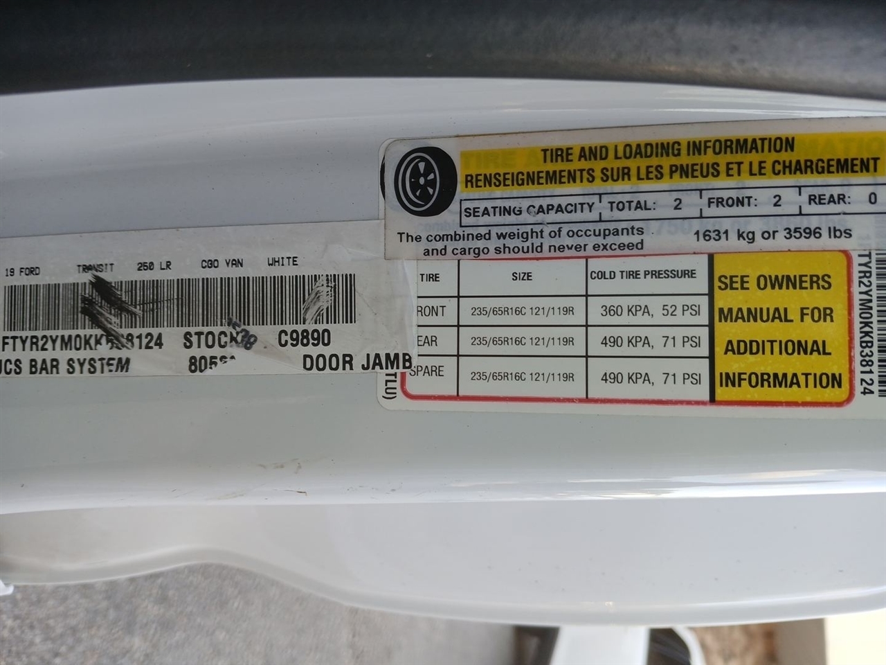 Ford Transit 250 Van Low Roof w/Sliding Pass. 148-in. WB 2019