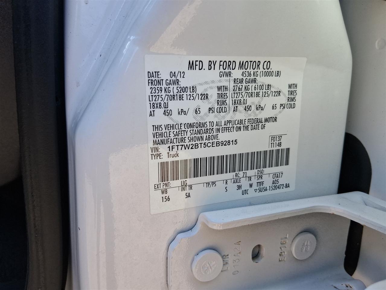 Ford F-250 SD 4WD Crew Cab 156" XL 2012