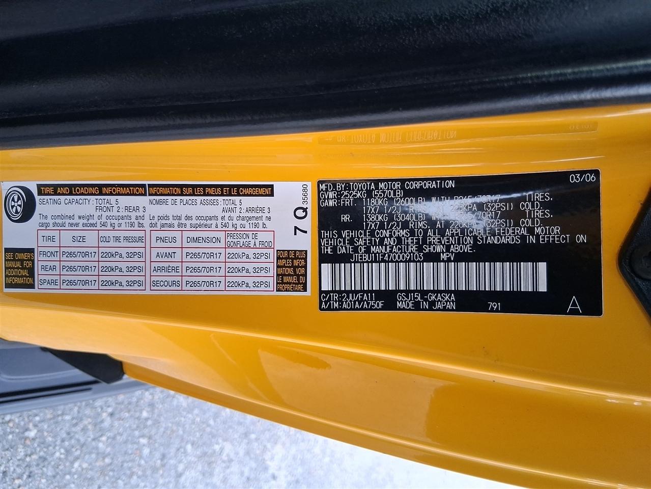 Toyota FJ Cruiser 4WD 4dr Auto (Natl) 2007