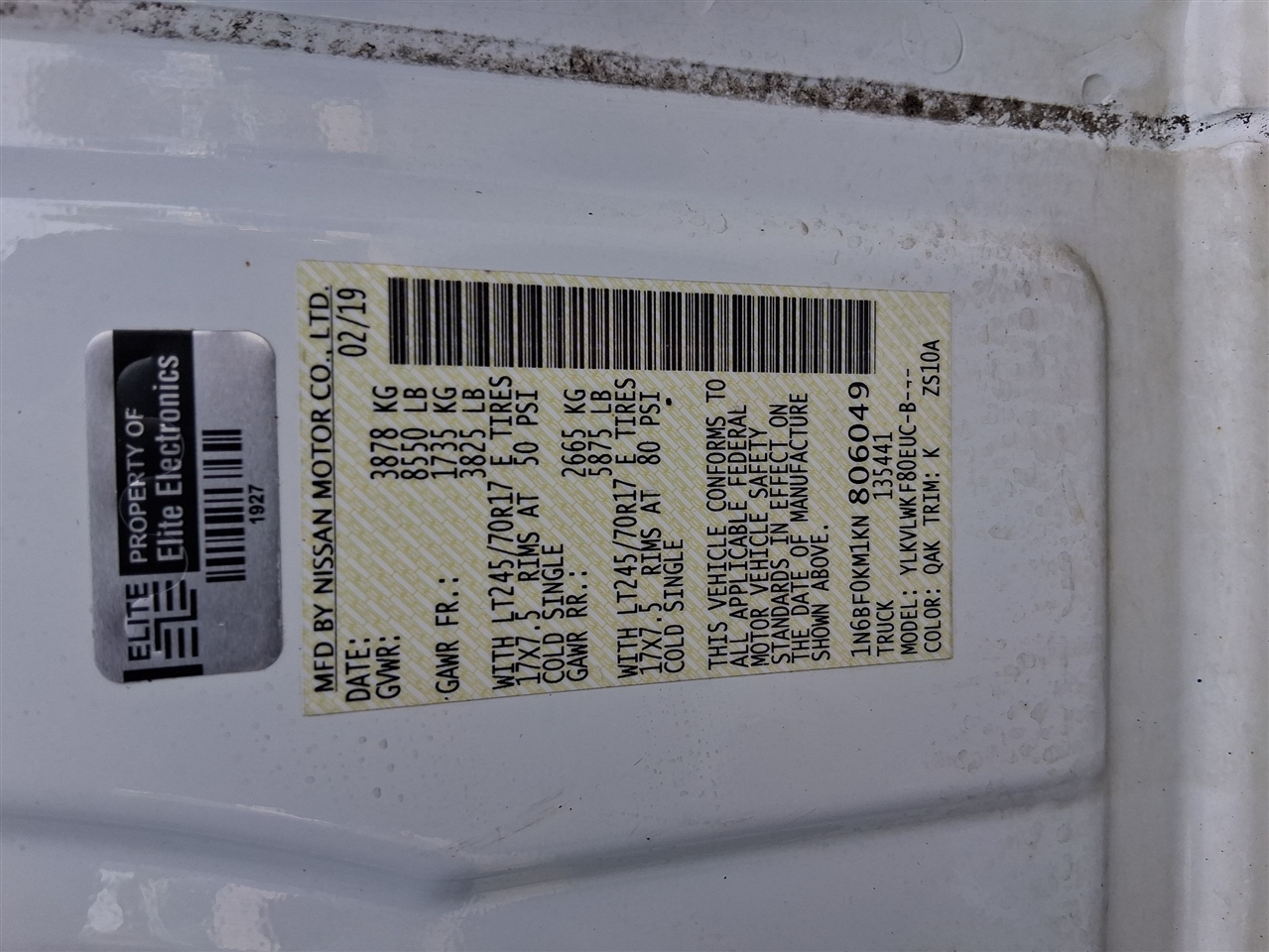 Nissan NV Cargo 1500 S 2019