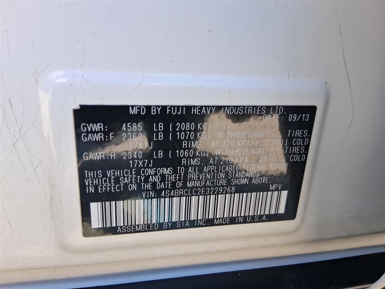 Subaru Outback 2.5i Limited 2014