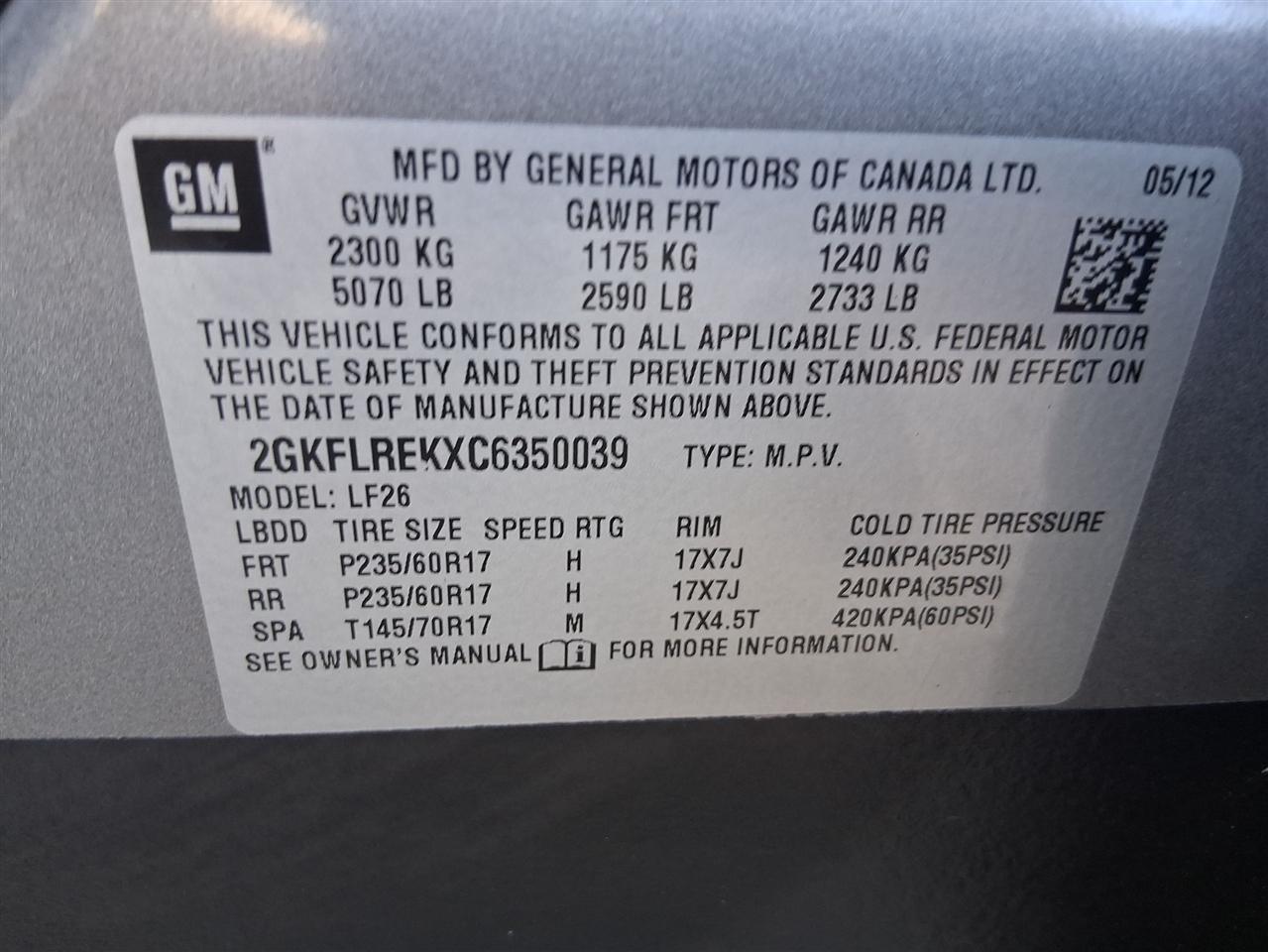 GMC Terrain SLE1 AWD 2012