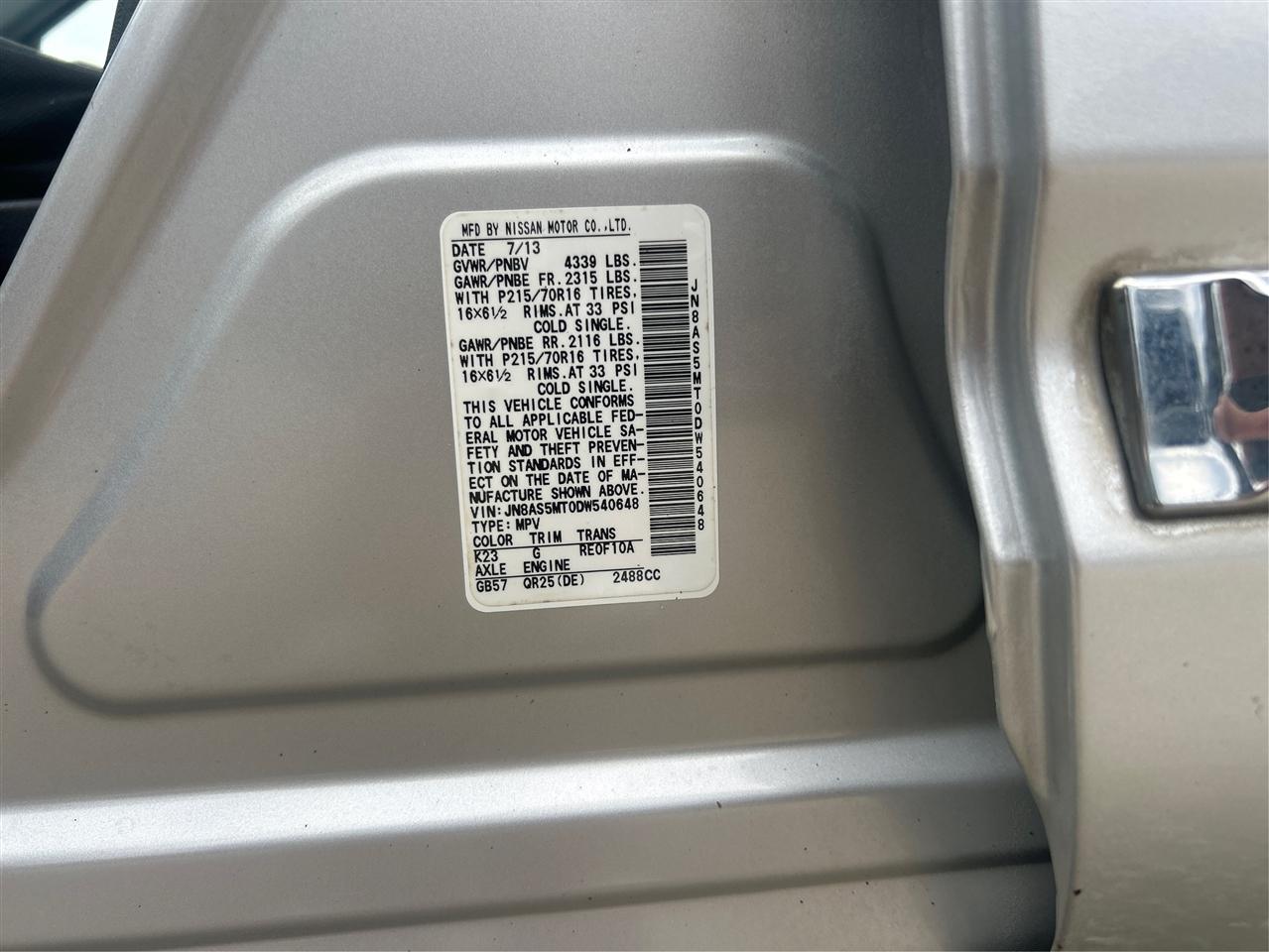 Nissan Rogue S 2WD 2013