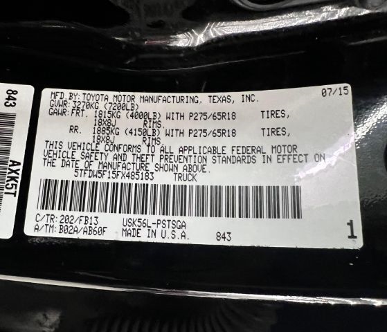 Toyota Tundra 4WD Truck CrewMax 5.7L FFV V8 6-Spd AT TRD Pro (Natl) 2015 Toyota Tundra 4WD Truck CrewMax 5.7L FFV V8 6-Spd AT TRD Pro (Natl) 2015