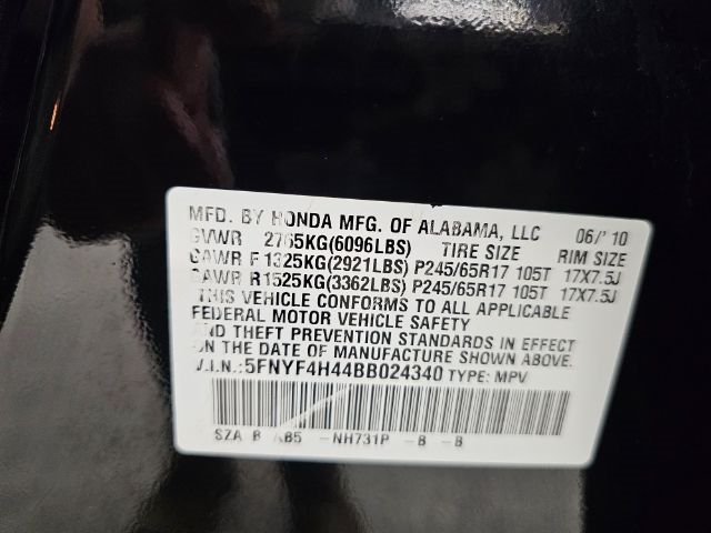 Honda Pilot 4WD 4dr EX 2011