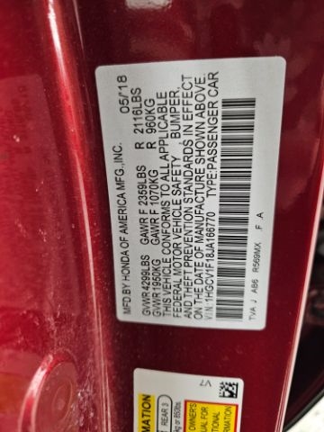 Honda Accord Sedan LX 1.5T CVT 2018