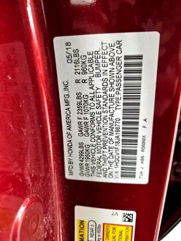 Honda Accord Sedan LX 1.5T CVT 2018