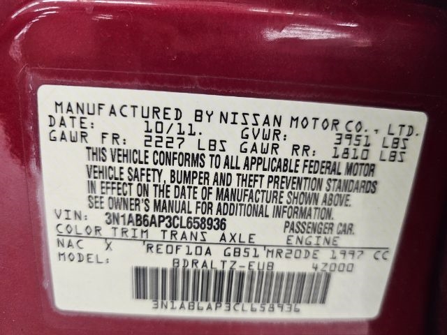 Nissan Sentra 4dr Sdn I4 CVT 2.0 S 2012