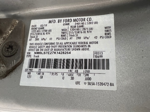 Ford Transit Connect Van XL LWB w/Rear Symmetrical Doors 2019