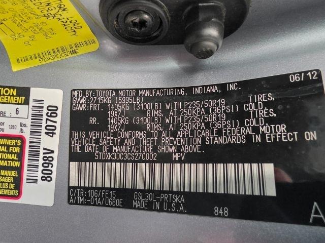 Toyota Sienna 5dr 8-Pass Van V6 SE FWD (Natl) 2012