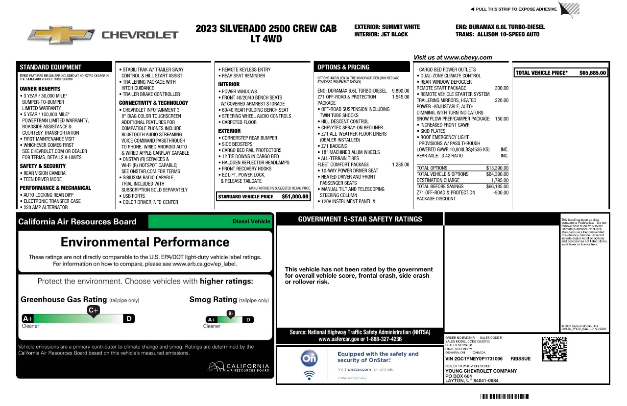 Chevrolet Silverado 2500HD LT Crew Cab Short Box 4WD 2023