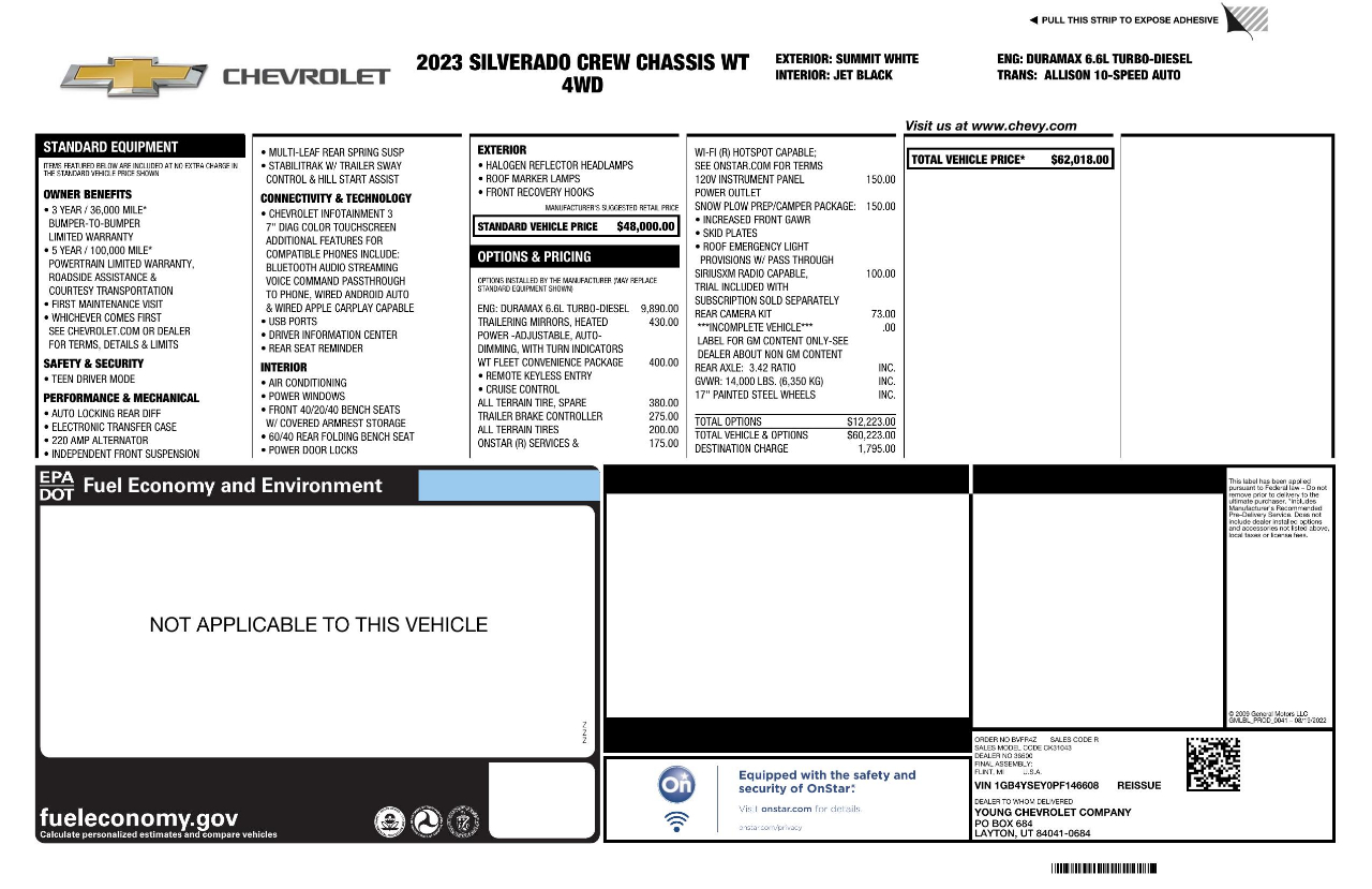 Chevrolet Silverado 3500HD Work Truck Crew Cab 4WD 2023