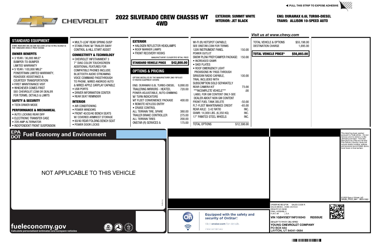 Chevrolet Silverado 3500HD Work Truck Crew Cab 4WD 2022