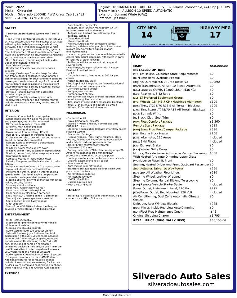 Chevrolet Silverado 2500HD LT Crew Cab Short Box 4WD 2022