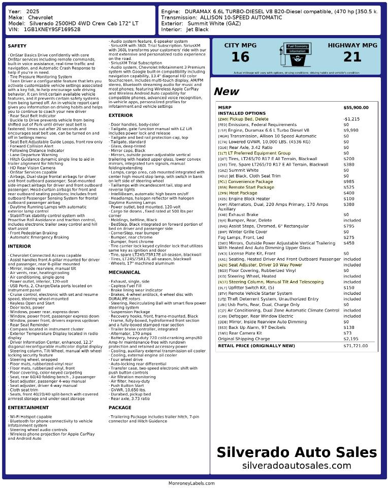 Chevrolet Silverado 2500HD LT Crew Cab Long Box 4WD 2025