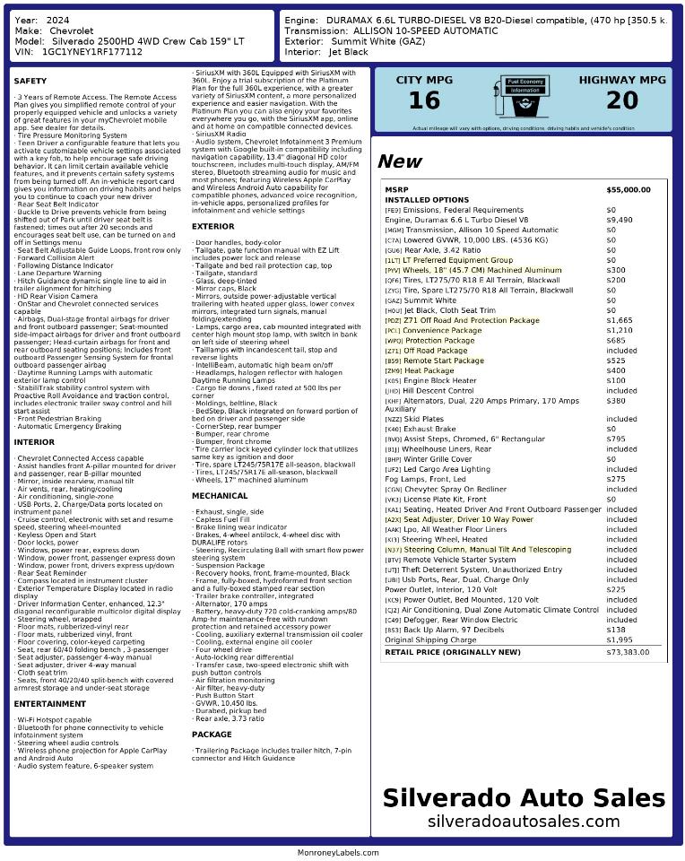Chevrolet Silverado 2500HD LT Crew Cab Short Box 4WD 2024