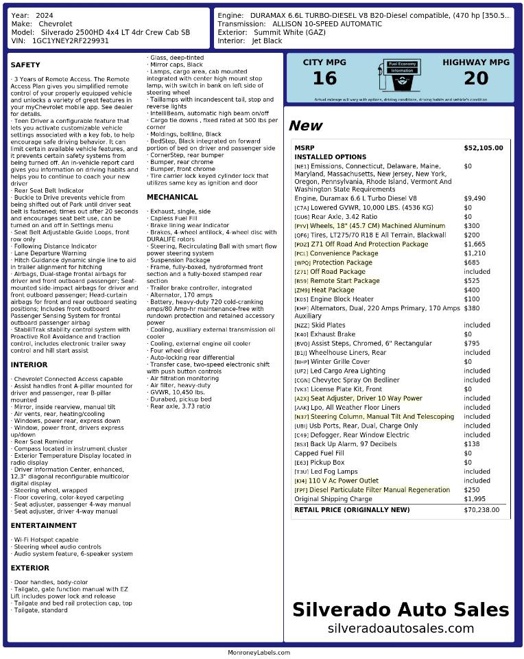 Chevrolet Silverado 2500HD LT Crew Cab Short Box 4WD 2024
