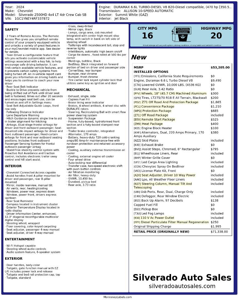 Chevrolet Silverado 2500HD LT Crew Cab Short Box 4WD 2024