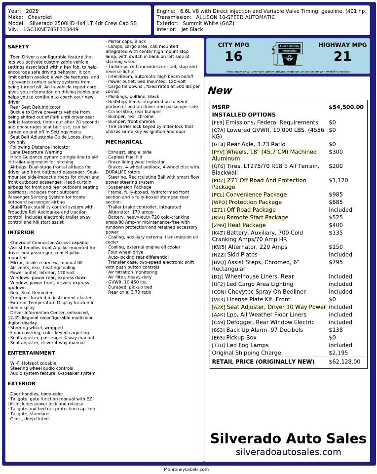 Chevrolet Silverado 2500HD LT Crew Cab Short Box 4WD 2025
