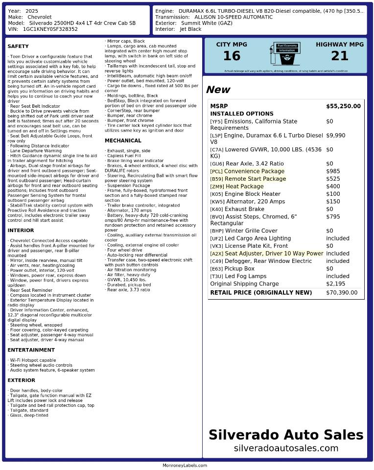 Chevrolet Silverado 2500HD LT Crew Cab Short Box 4WD 2025