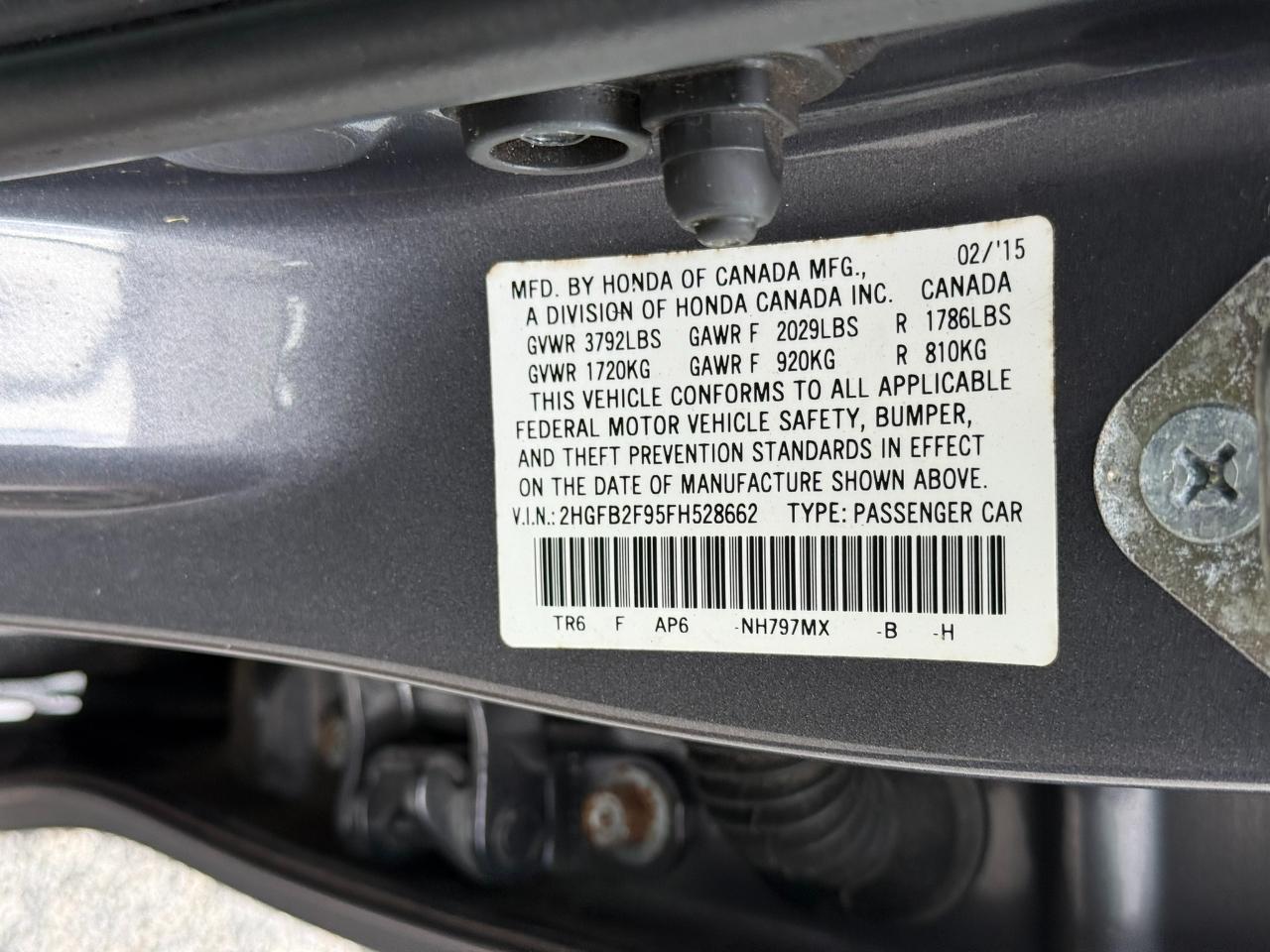 Honda Civic EX-L Sedan CVT 2015
