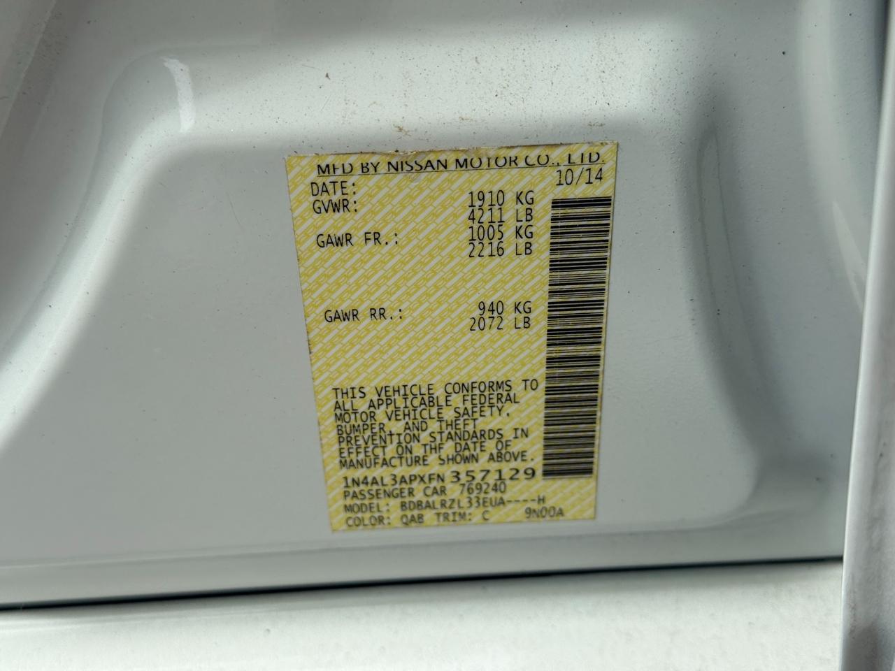 Nissan Altima 2.5 SV 2015