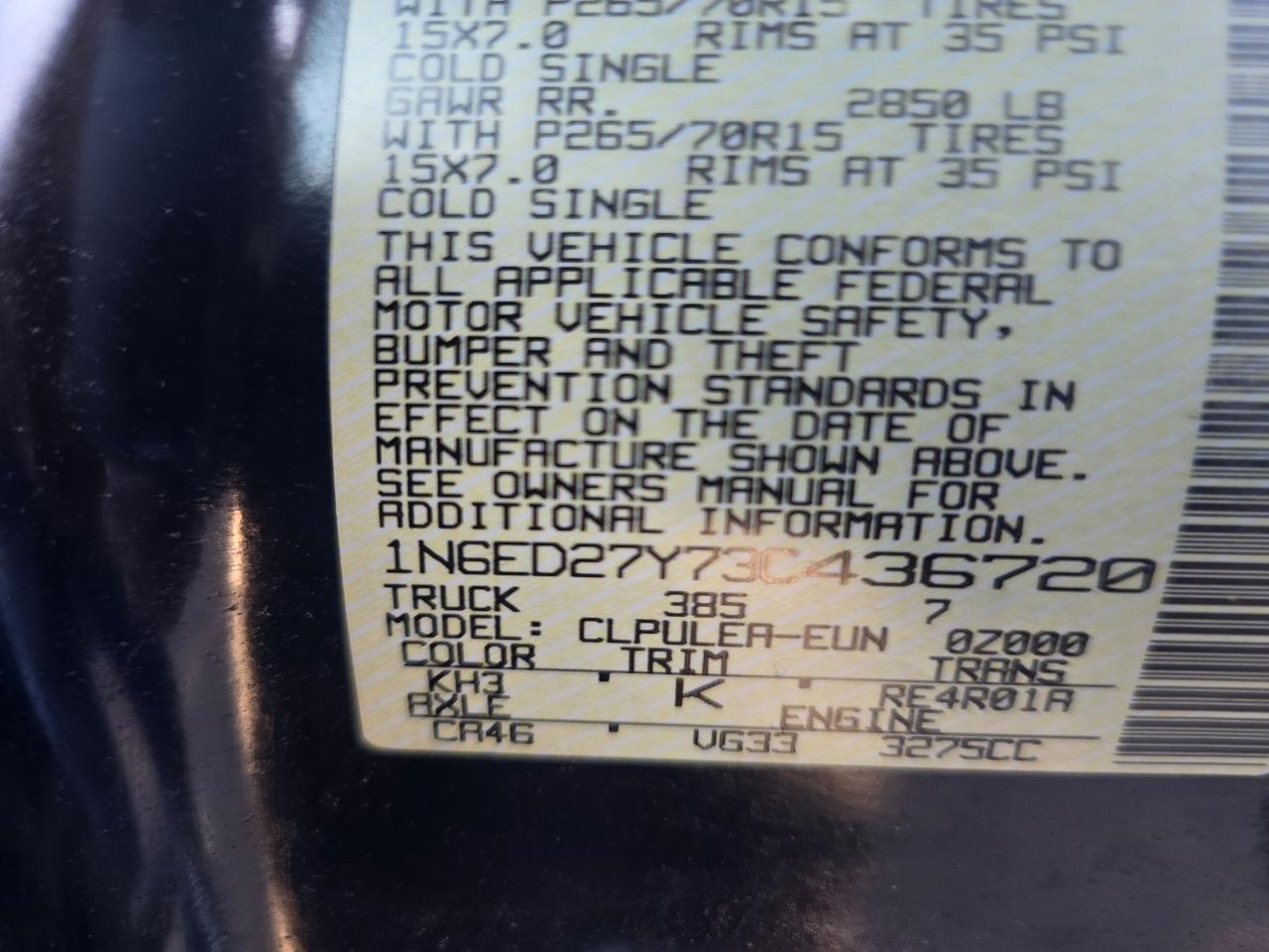 Nissan Frontier XE-V6 Crew Cab 4WD 2003