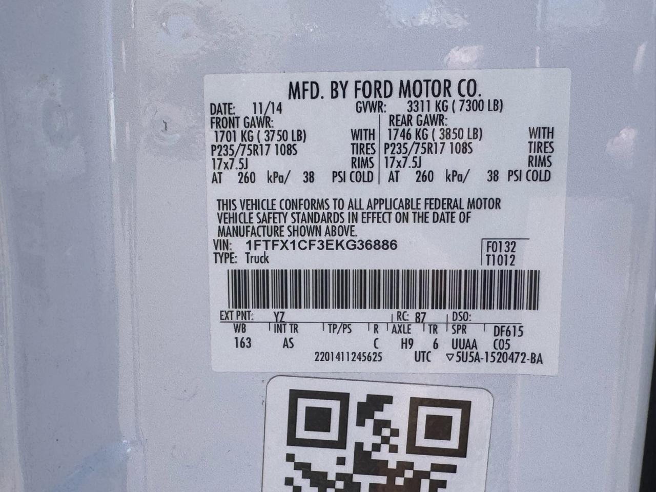 Ford F-150 2WD Supercab 163" XL 2014