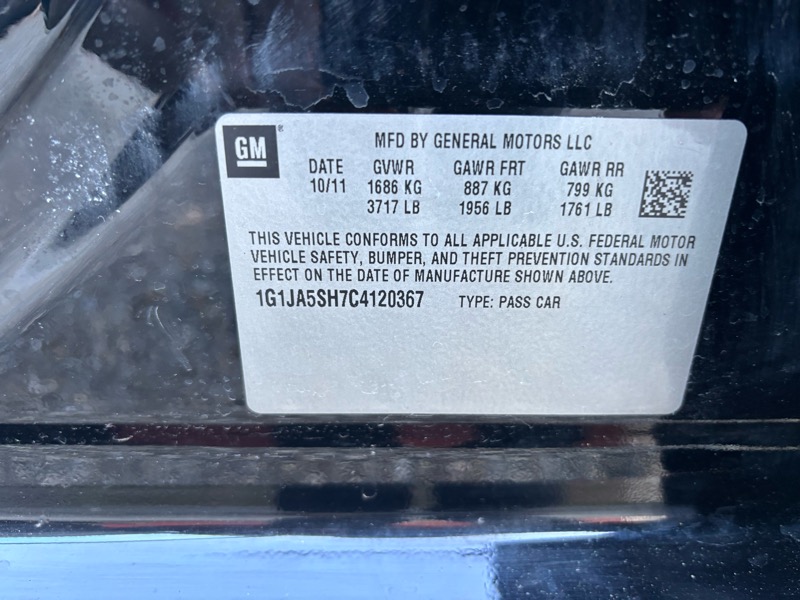 Chevrolet Sonic 2LS Sedan 2012 Chevrolet Sonic 2LS Sedan 2012