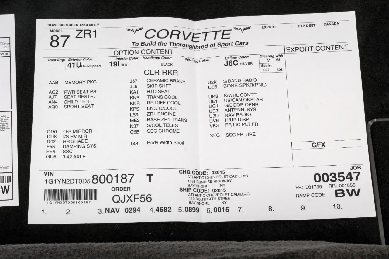 Chevrolet Corvette 2dr Cpe ZR1 w/3ZR 2013