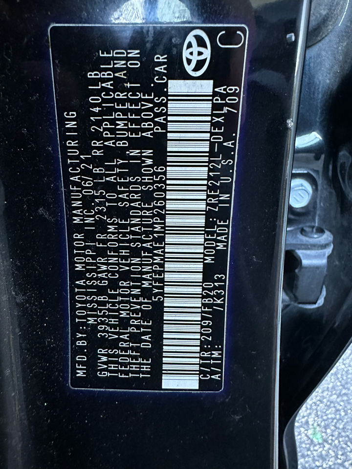 Toyota Corolla LE CVT (Natl) 2021 Toyota Corolla LE CVT (Natl) 2021