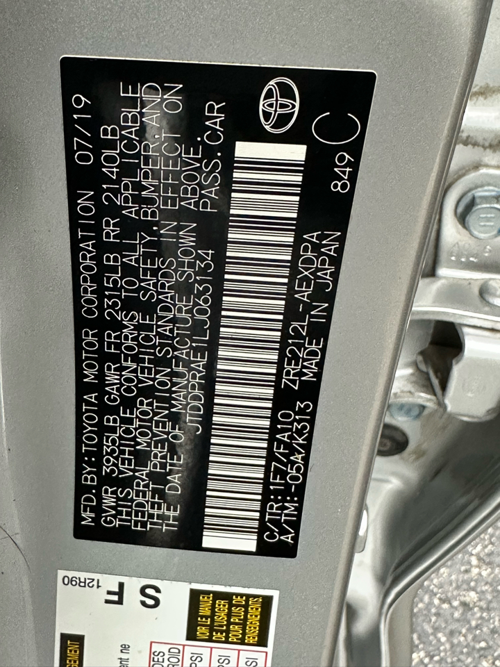 Toyota Corolla L CVT (Natl) 2020 Toyota Corolla L CVT (Natl) 2020