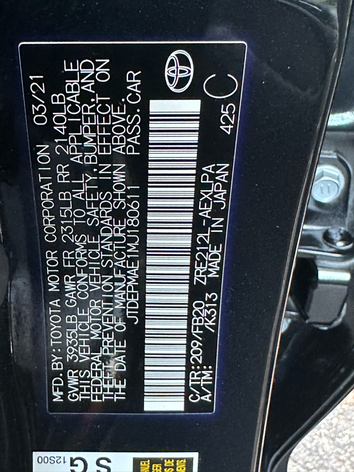 Toyota Corolla LE CVT (Natl) 2021