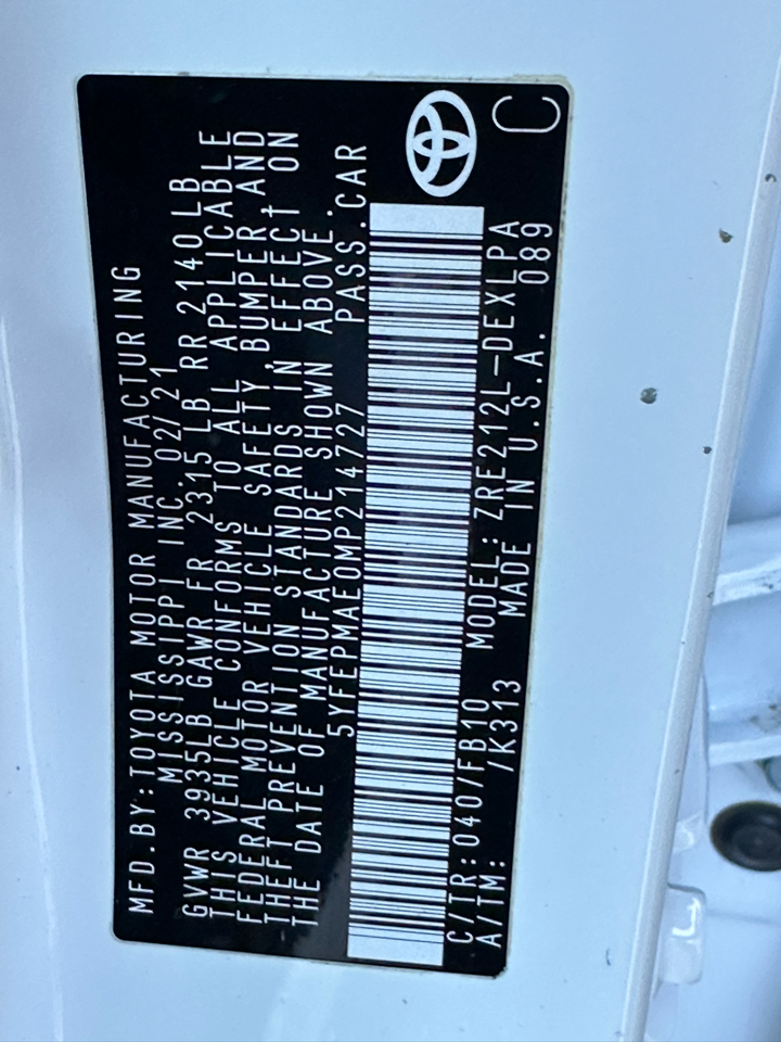 Toyota Corolla LE CVT (Natl) 2021