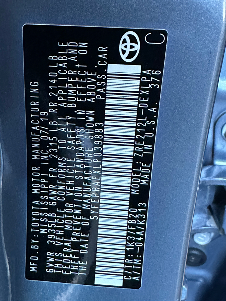 Toyota Corolla LE CVT (Natl) 2020