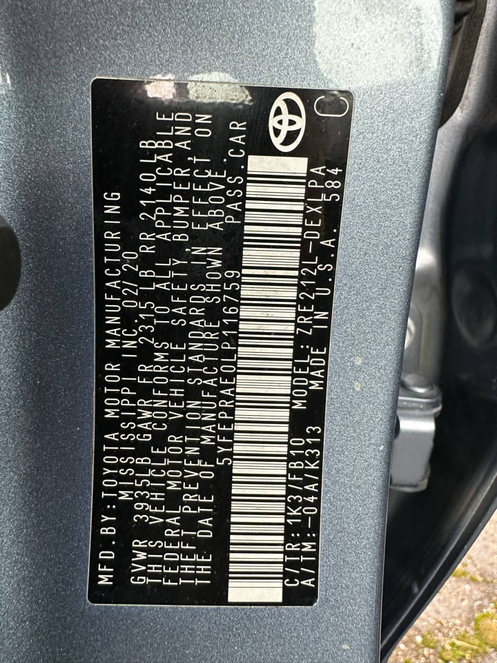 Toyota Corolla LE CVT (Natl) 2020