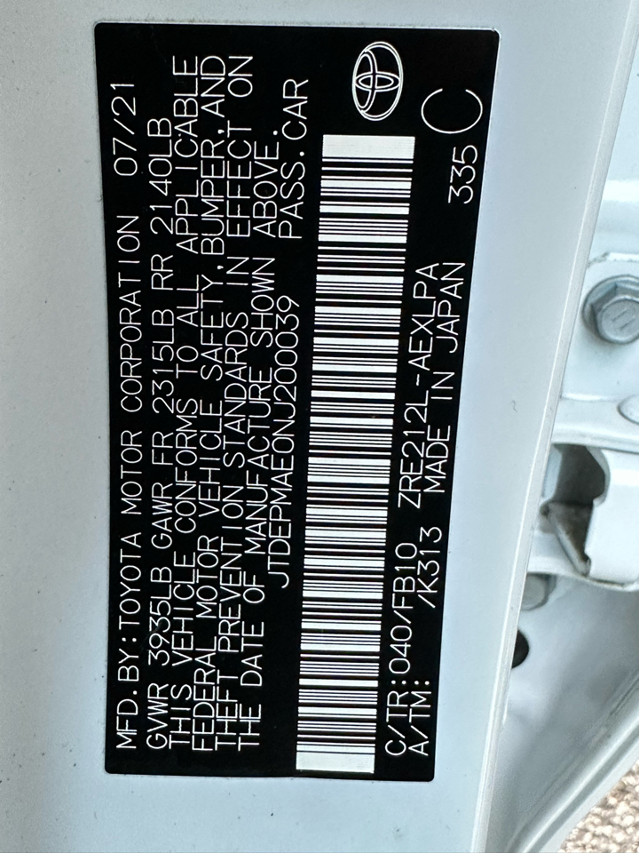 Toyota Corolla LE CVT (Natl) 2022