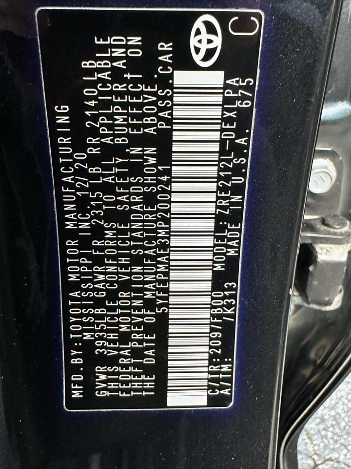 Toyota Corolla LE CVT (Natl) 2021