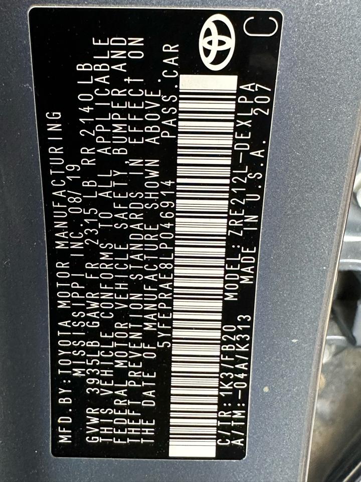 Toyota Corolla LE CVT (Natl) 2020