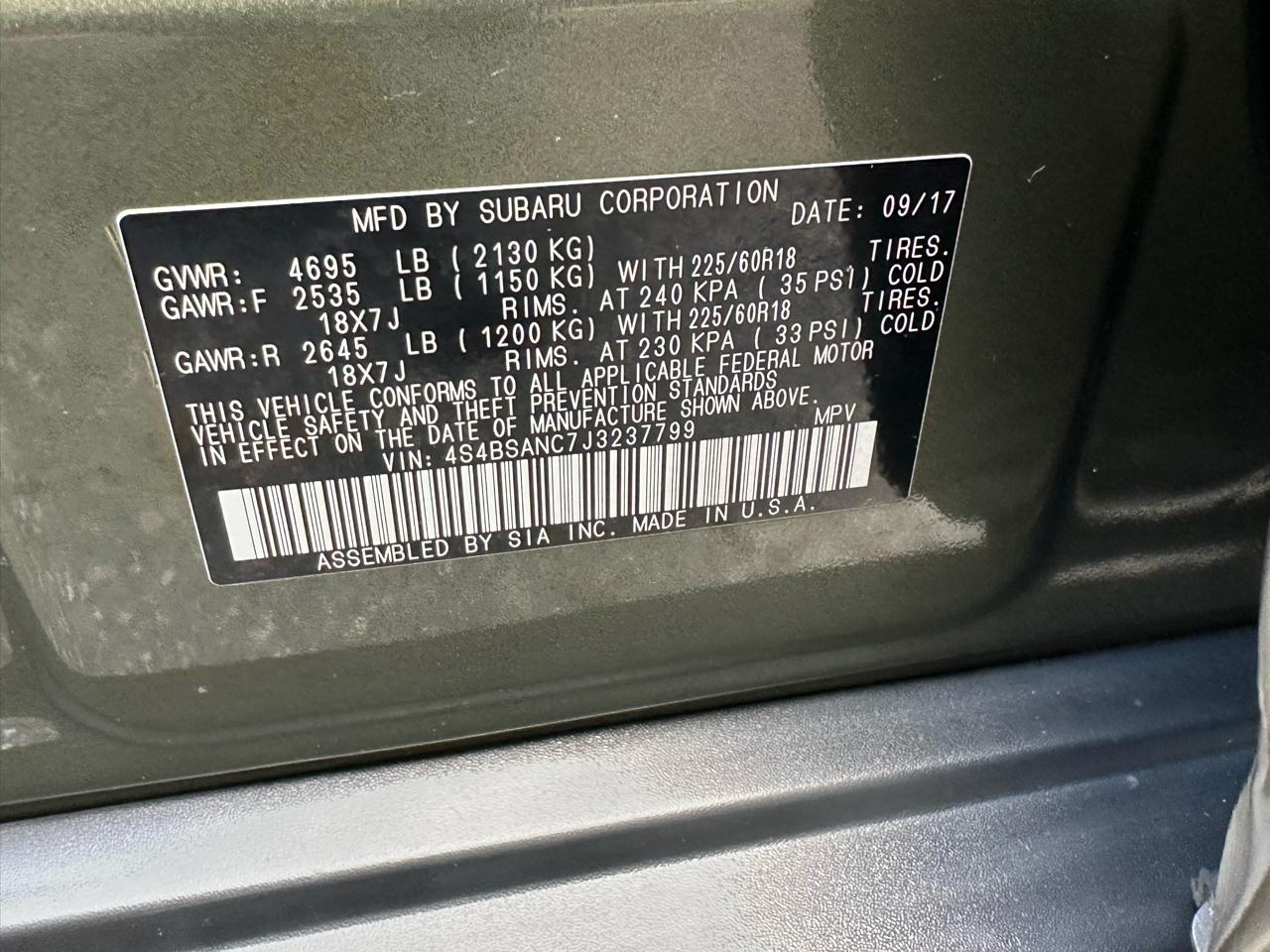 Subaru Outback 2.5i Limited 2018