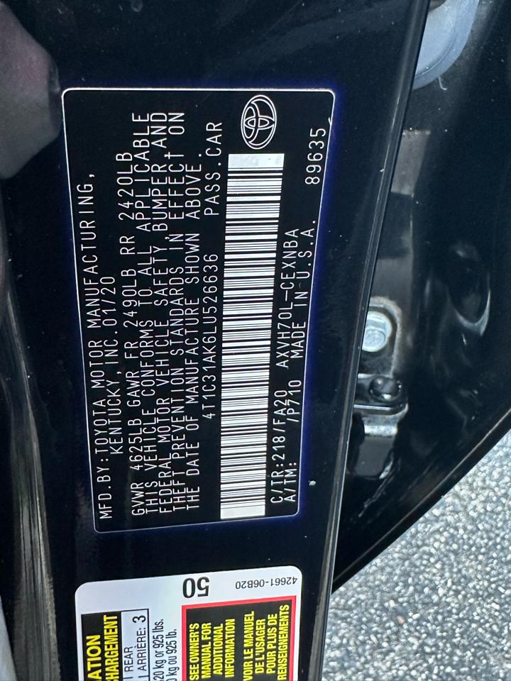 Toyota Camry Hybrid LE CVT (Natl) 2020