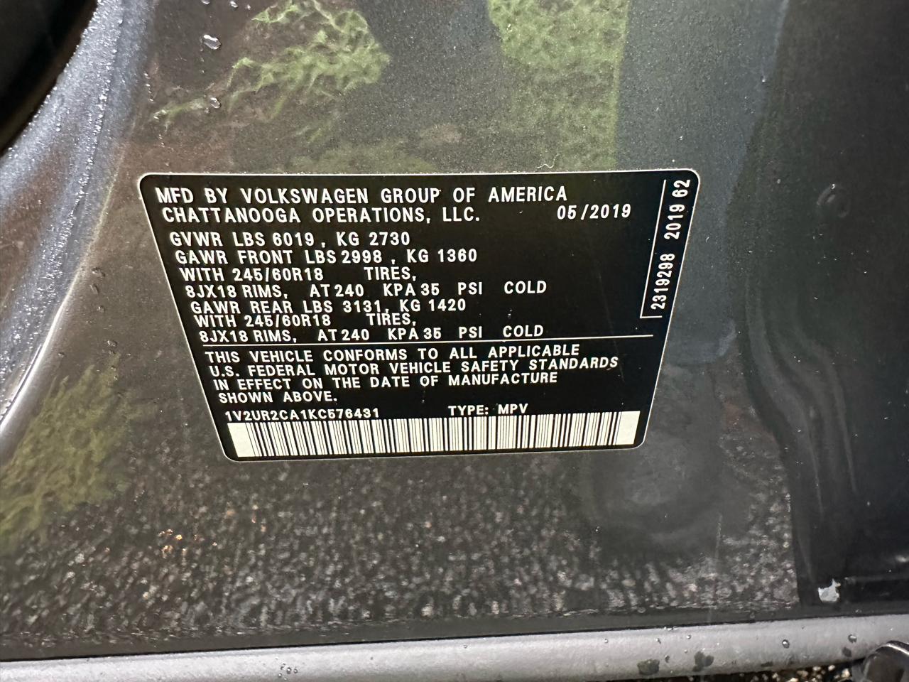 Volkswagen Atlas 3.6L V6 SE w/Technology 4MOTION 2019