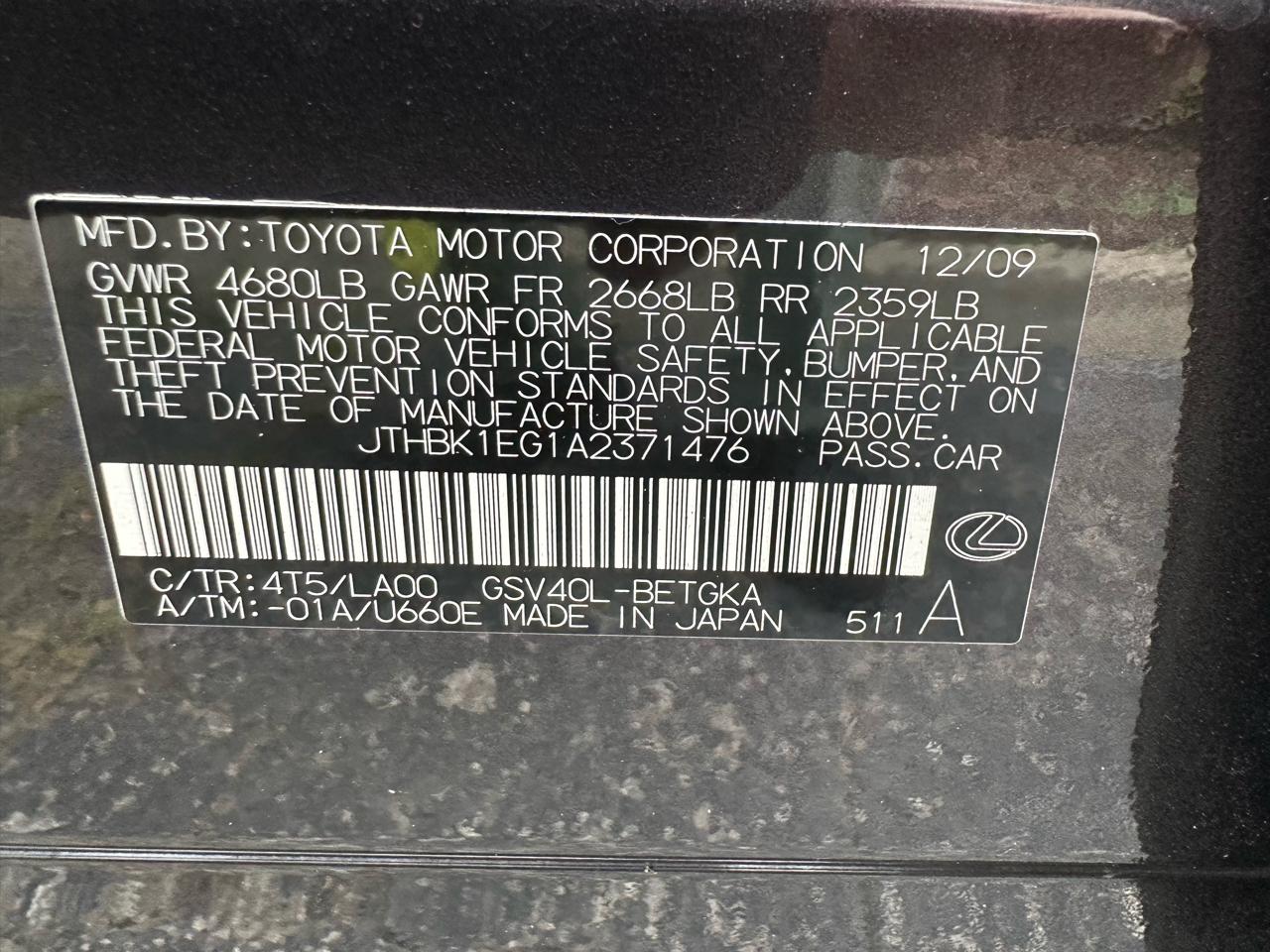 Lexus ES 350 4dr Sdn 2010