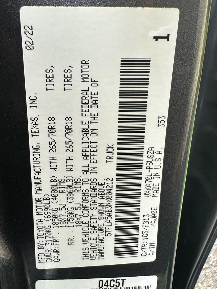 Toyota Tundra 2WD SR5 CrewMax 5.5' Bed (Natl) 2022