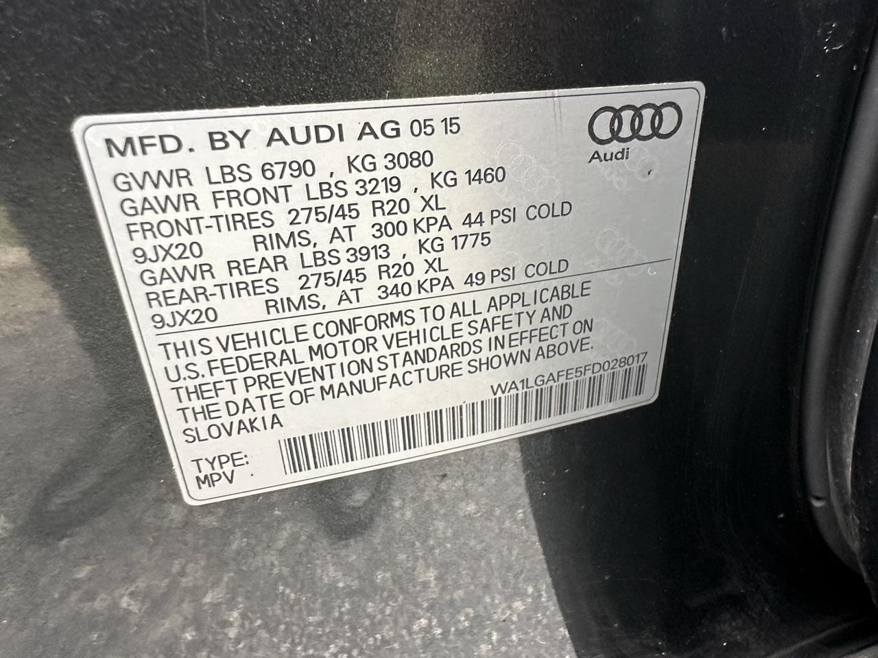 Audi Q7 quattro 4dr 3.0T Premium Plus 2015