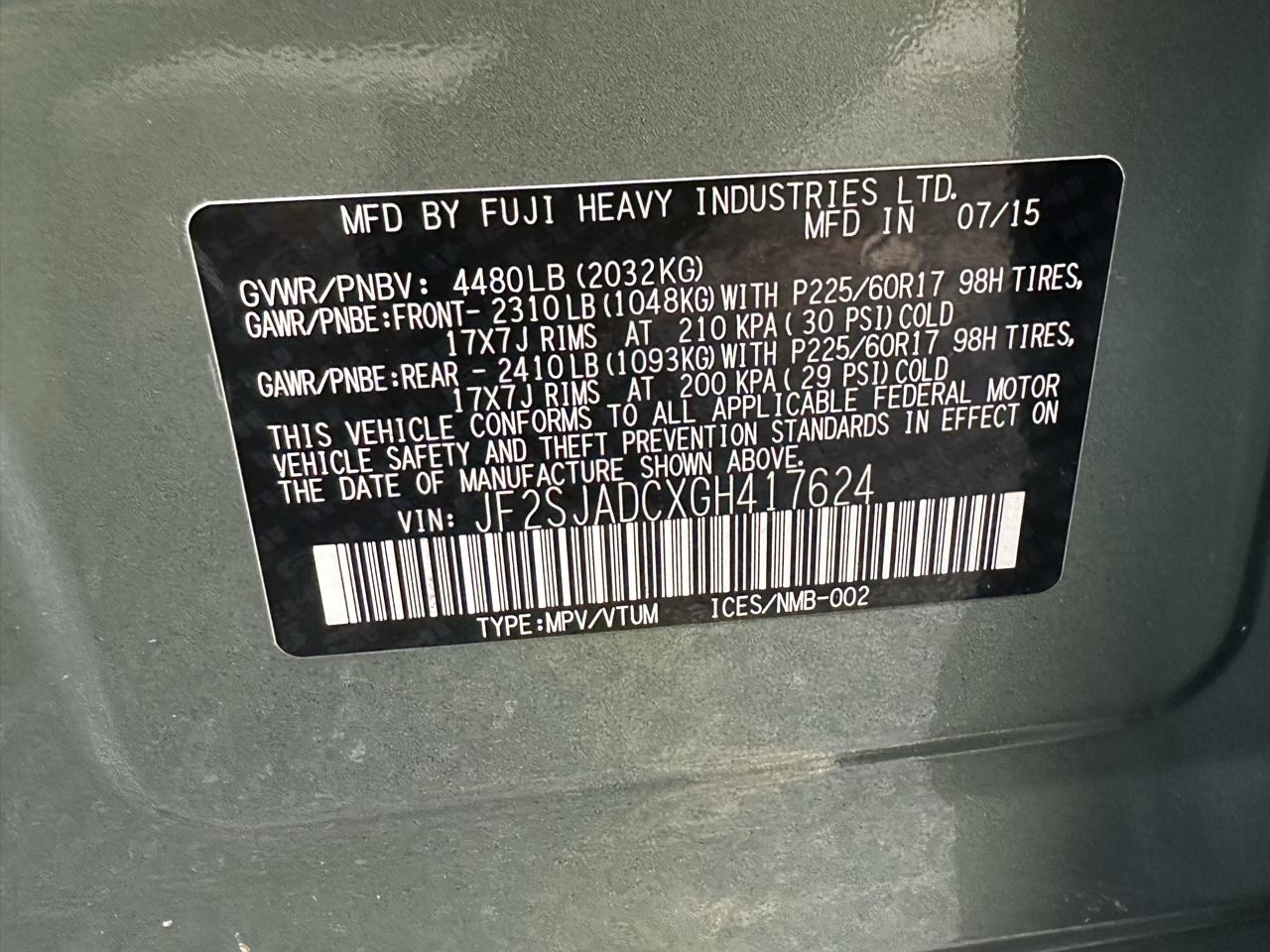 Subaru Forester 4dr CVT 2.5i Premium PZEV 2016